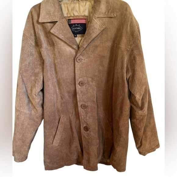 Men’s USA Leather Suede Button‎ Down JacketTwo Front PocketsSize XL